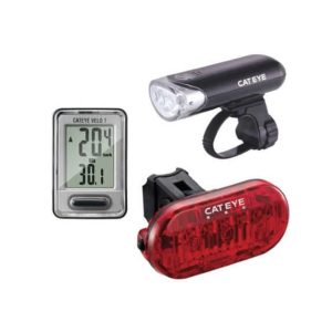 Cateye Combo Go Kit Ön Arka Far, Kilometre Saati